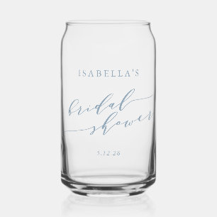 Minimalist Classic Dusty Blue Bridal Shower Custom Can Glass