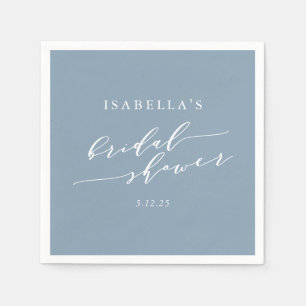 Minimalist Classic Dusty Blue Bridal Shower Custom Napkin