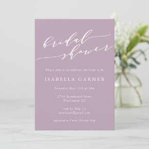 Minimalist Classic Dusty Lilac Bridal Shower  Invitation
