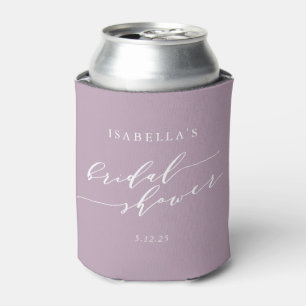 Minimalist Classic Dusty Lilac Bridal Shower Name  Can Cooler