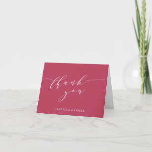 Minimalist Classic Dusty Magenta Bridal Shower Thank You Card