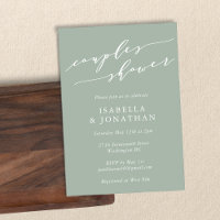 Minimalist Classic Dusty Sage Green Couples Shower