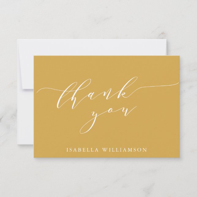 Minimalist Classic Dusty Yellow Bridal Shower Thank You Card (Front)