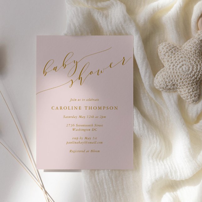Minimalist Classic Elegant Pink Baby Shower Invitation (Creator Uploaded)