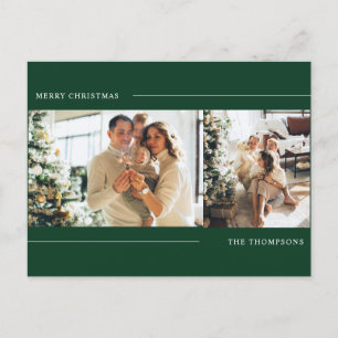 Minimalist Classic Green Photo Collage Christmas P Postcard