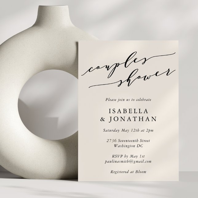 Minimalist Classic Ivory Cream Couples Shower Invitation (Creator Uploaded)
