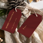 Minimalist Classic Merry Christmas Red Gift Tags<br><div class="desc">This minimalist classic merry christmas red gift tags features modern, minimalist design that is both elegant and simple. Whether you prefer a classic, traditional look or a more contemporary style, with gold typography on a red background, you'll find the perfect card to celebrate the season. Personalise your cards easily to...</div>