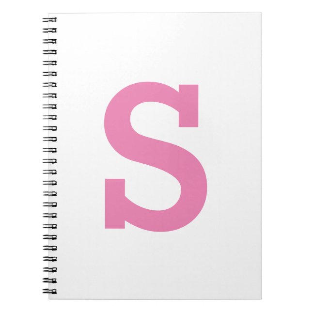 Minimalist Classic Modern Pink Initial Letter Notebook (Front)