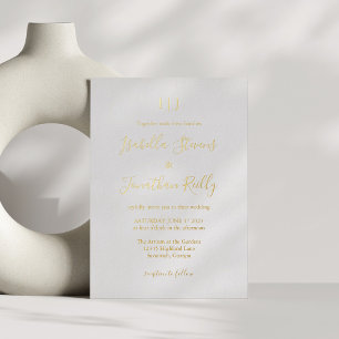Minimalist Classic Monogram Wedding White Gold