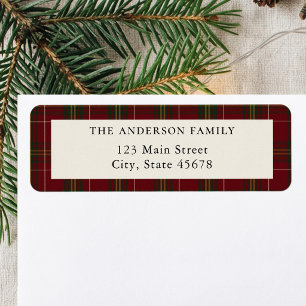 Minimalist Classic Red Plaid Return Address Label