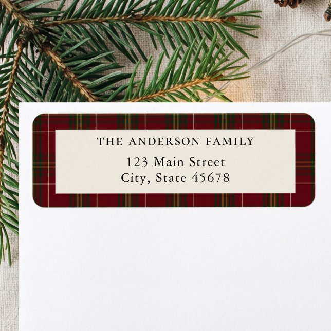 Minimalist Classic Red Plaid Return Address Label (Creator Uploaded)