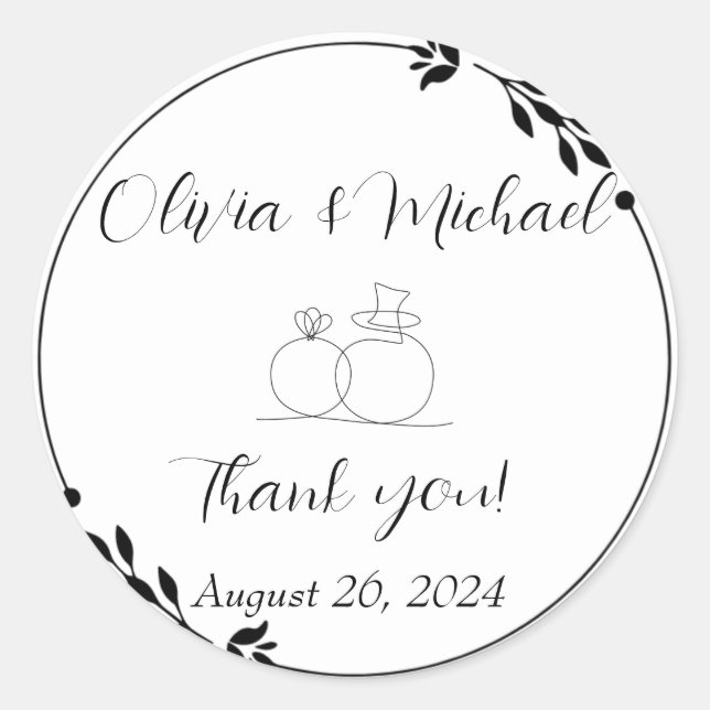 Minimalist  classic round sticker (Front)