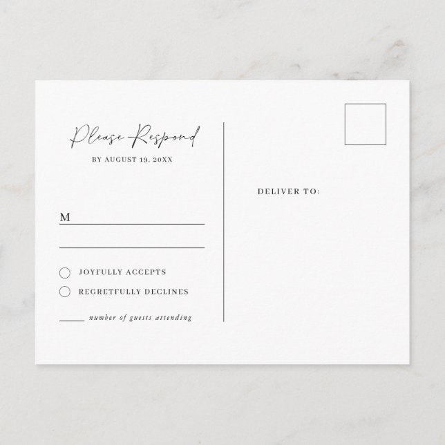 Minimalist classic rsvp postcard (Back)