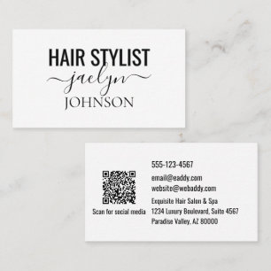 Minimalist Classic Script Black Gray White Custom Business Card