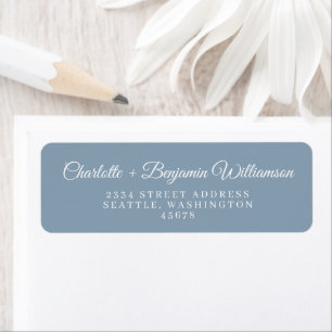 Minimalist Classic Script Blue Return Address