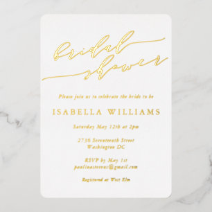 Minimalist Classic Script Bridal Shower Gold