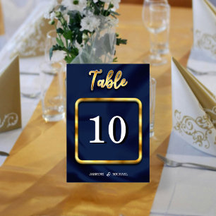 Minimalist Classic Timeless Navy & Gold Wedding  Table Number