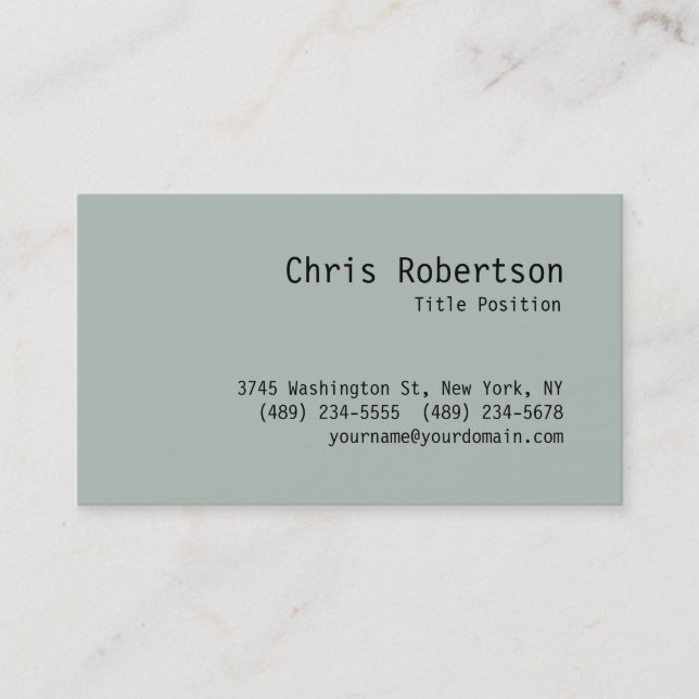 Minimalist Classic Trendy Ash Grey Business Card (Front)