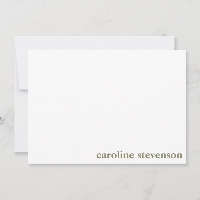 Minimalist Classic Typography Custom Olive Green Card (Front)