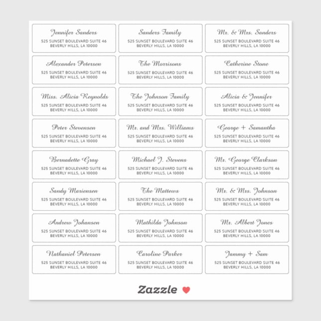Minimalist classic wedding guest address labels (Sheet)
