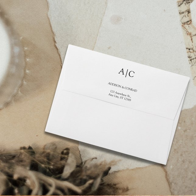 Minimalist Classic White Monogram Wedding Envelope (Creator Uploaded)