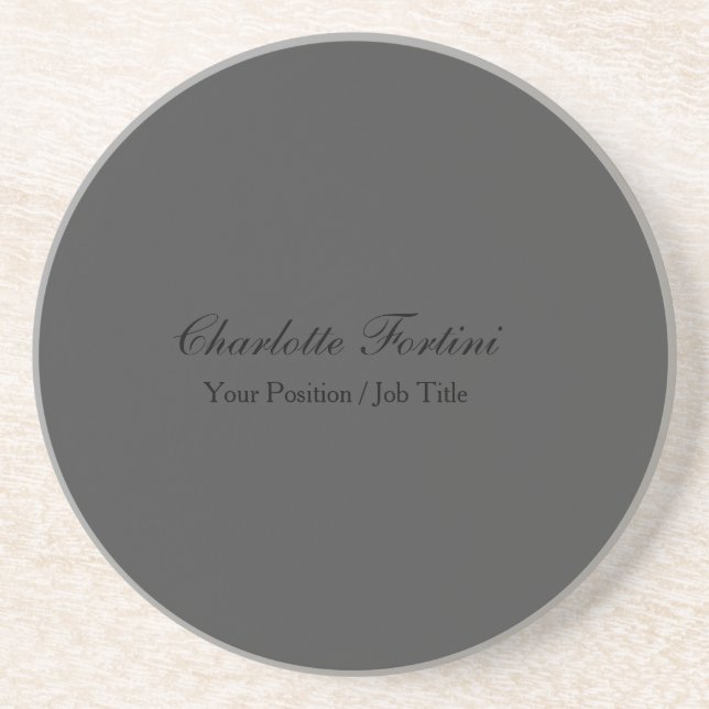 Minimalist Classical Handwriting Script Name Coaster (Front)