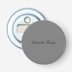 Minimalist Classical Handwriting Script Name Grey Bottle Opener