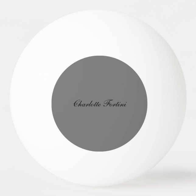 Minimalist Classical Handwriting Script Name Grey Ping Pong Ball (Front)