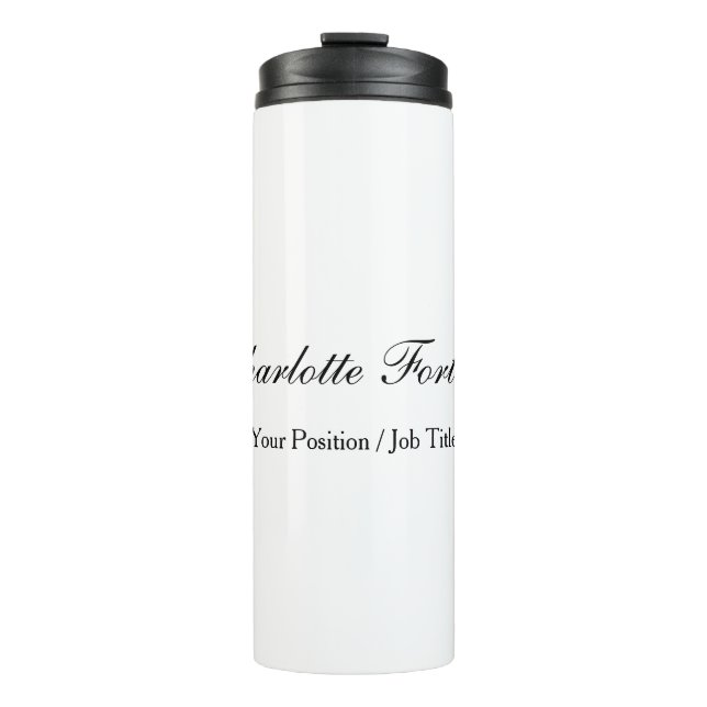 Minimalist Classical Handwriting Script Name Thermal Tumbler (Front)