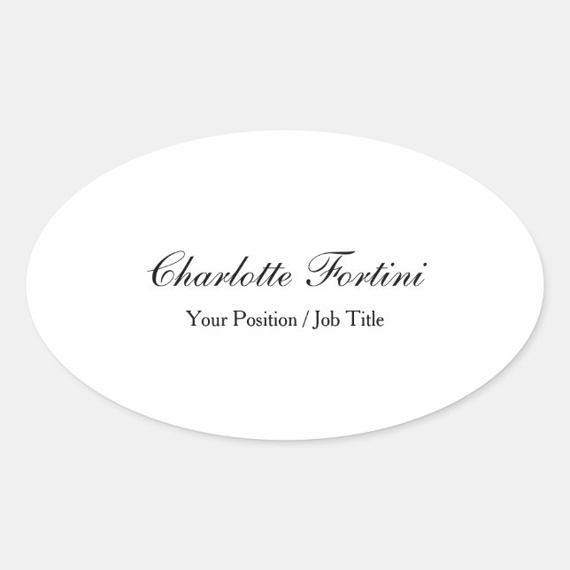 Minimalist Classical Handwriting Script Oval Sticker (Front)