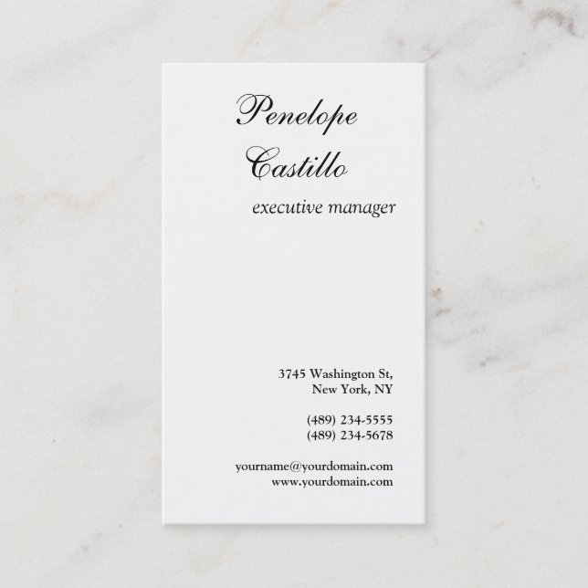 Minimalist Classical Handwritten Script Business Card (Front)