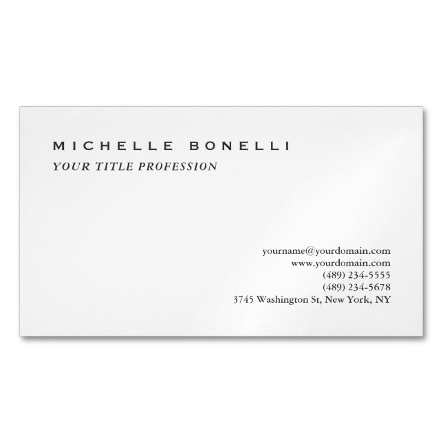 Minimalist Classical Plain Professional Magnetic Business Card (Front)