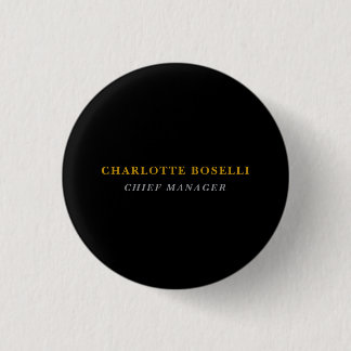 Minimalist Classical Professional Black Gold Color 3 Cm Round Badge