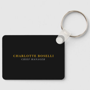 Minimalist Classical Professional Black Gold Color Key Ring