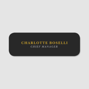 Minimalist Classical Professional Black Gold Color Name Tag