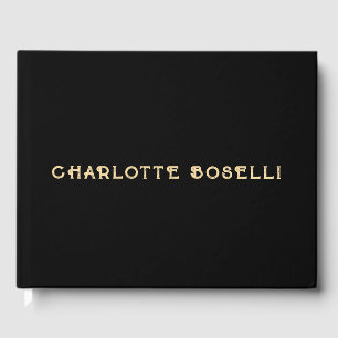 Minimalist Classical Professional Black Gold Colou Guest Book