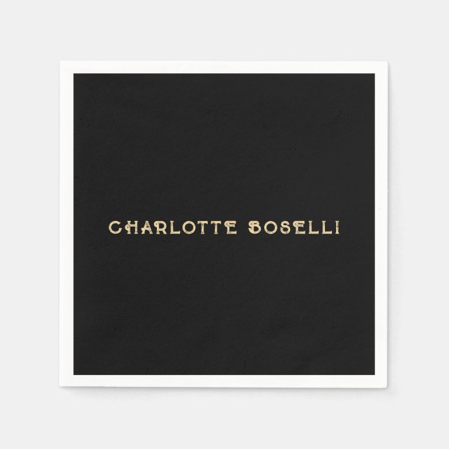 Minimalist Classical Professional Black Gold Colou Napkin (Front)