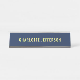 Minimalist Classical Professional Blue Color Desk Name Plate