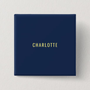 Minimalist Classical Professional Blue Color Name 15 Cm Square Badge