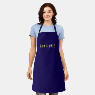 Minimalist Classical Professional Blue Color Name Apron