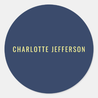 Minimalist Classical Professional Blue Color Name Classic Round Sticker