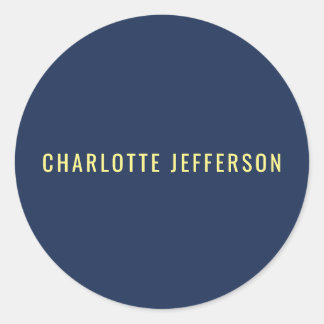 Minimalist Classical Professional Blue Color Name Classic Round Sticker