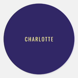 Minimalist Classical Professional Blue Color Name Classic Round Sticker