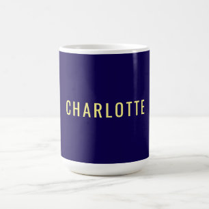 Minimalist Classical Professional Blue Color Name Coffee Mug