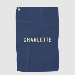Minimalist Classical Professional Blue Color Name Golf Towel