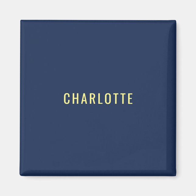 Minimalist Classical Professional Blue Color Name Magnet (Front)