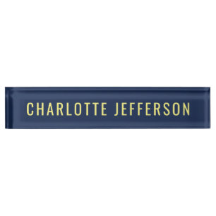 Minimalist Classical Professional Blue Color Name Nameplate