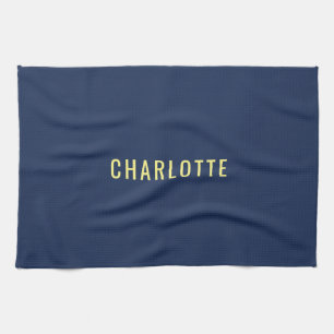 Minimalist Classical Professional Blue Color Name Tea Towel