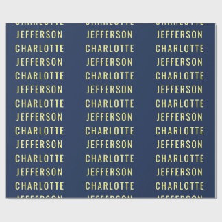 Minimalist Classical Professional Blue Color Name Wrapping Paper