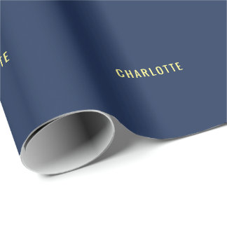 Minimalist Classical Professional Blue Color Name Wrapping Paper